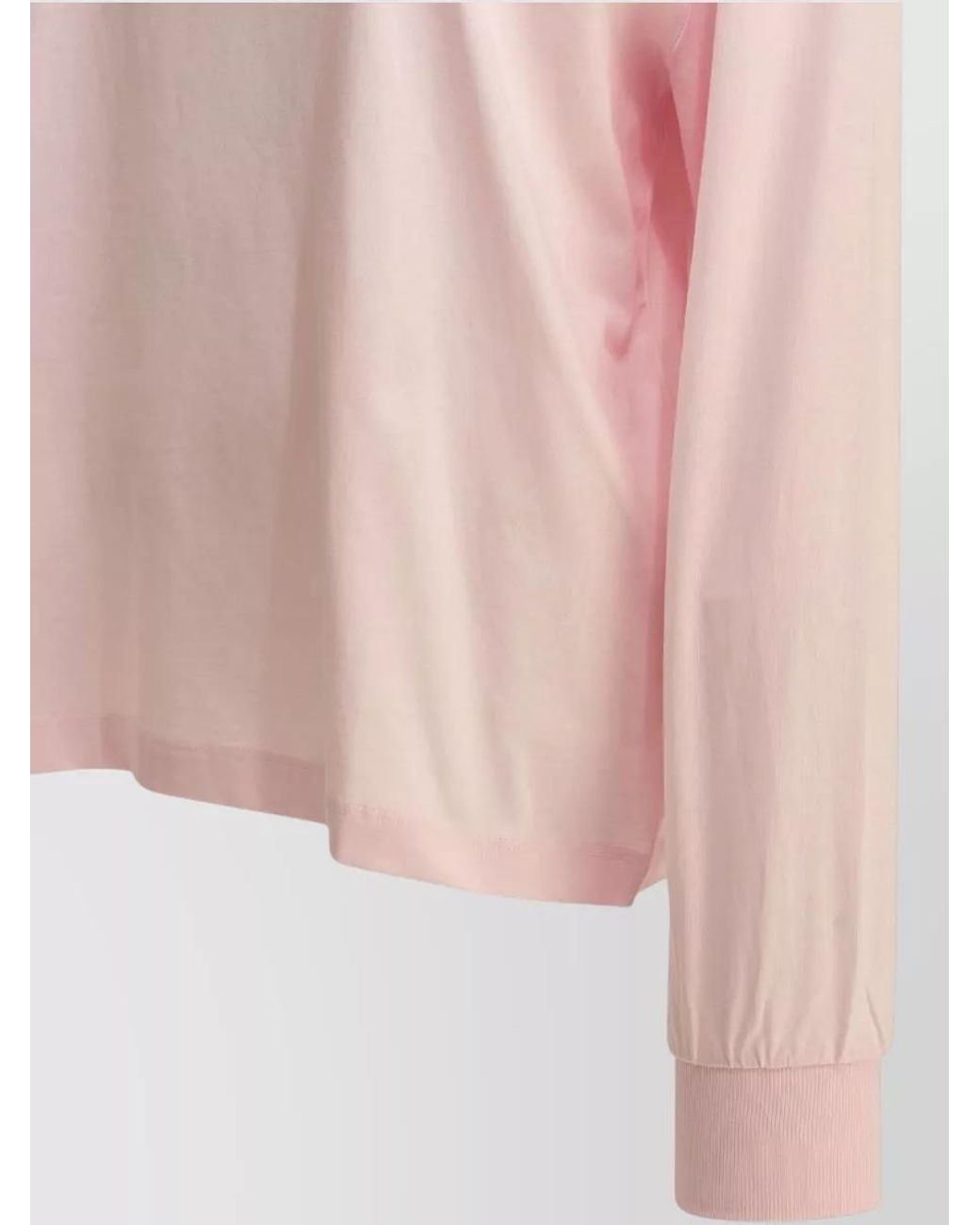 Ganni Pink Cotton Logo Print Long Sleeve T-Shirt