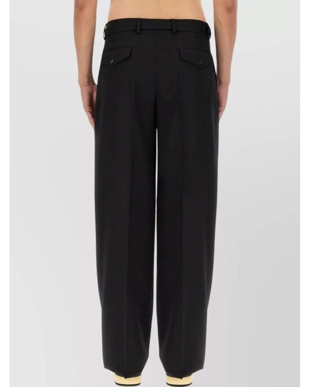 Lanvin Black Wool Wide-Leg Trousers for men