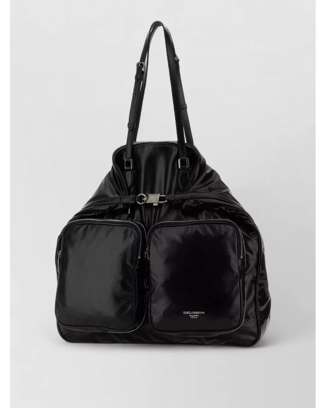 Dolce & Gabbana Black Leather Travel Bag for men