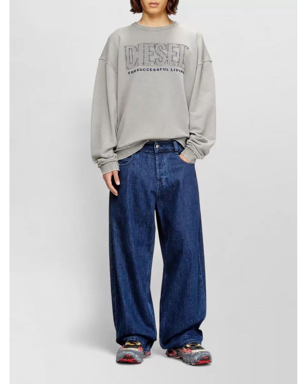 DIESEL Gray Cotton Relaxed-Fit Crew-Neck Sweatshirt for men