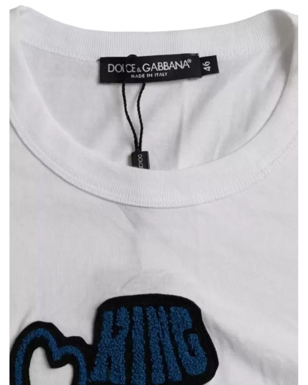 Dolce & Gabbana Gray Cotton Logo-Print Short-Sleeve T-Shirt for men