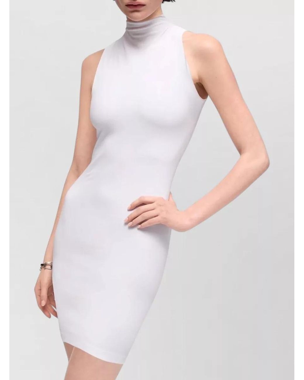 Gucci White Seamless Stretch Turtleneck Sleeveless Top