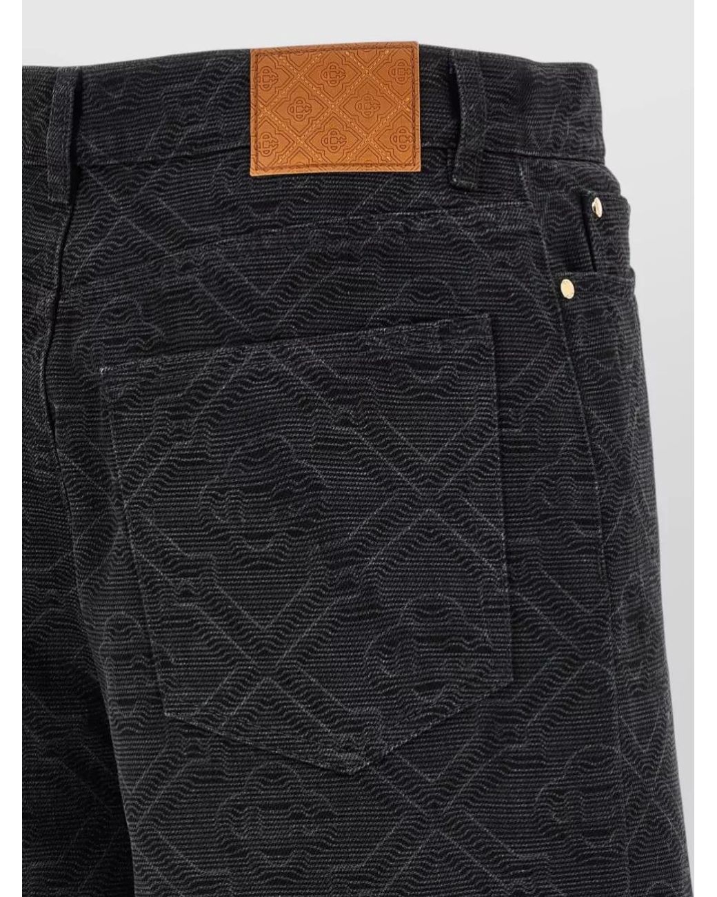 Casablanca Black Laser Monogram Denim Bermuda Shorts for men