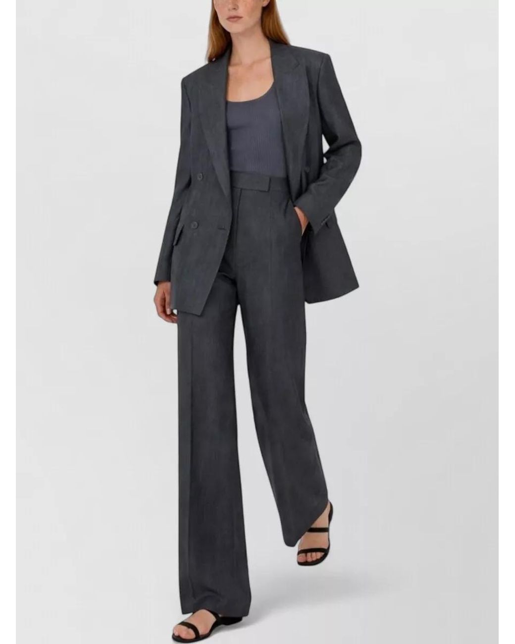 Max Mara Black Linen Double-Breasted Suit Jacket