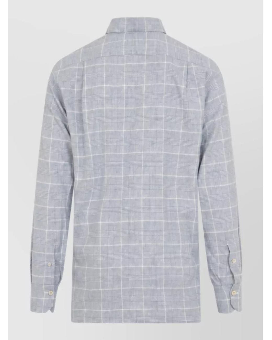 Kiton Blue Checked Cotton Regular-Fit Shirt for men