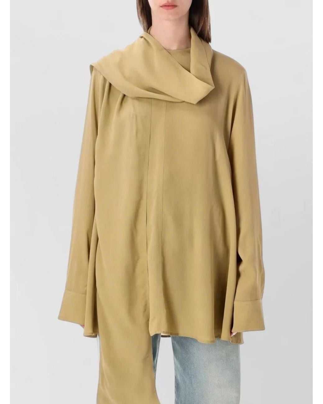 Totême Natural Draped Scarf Blouse