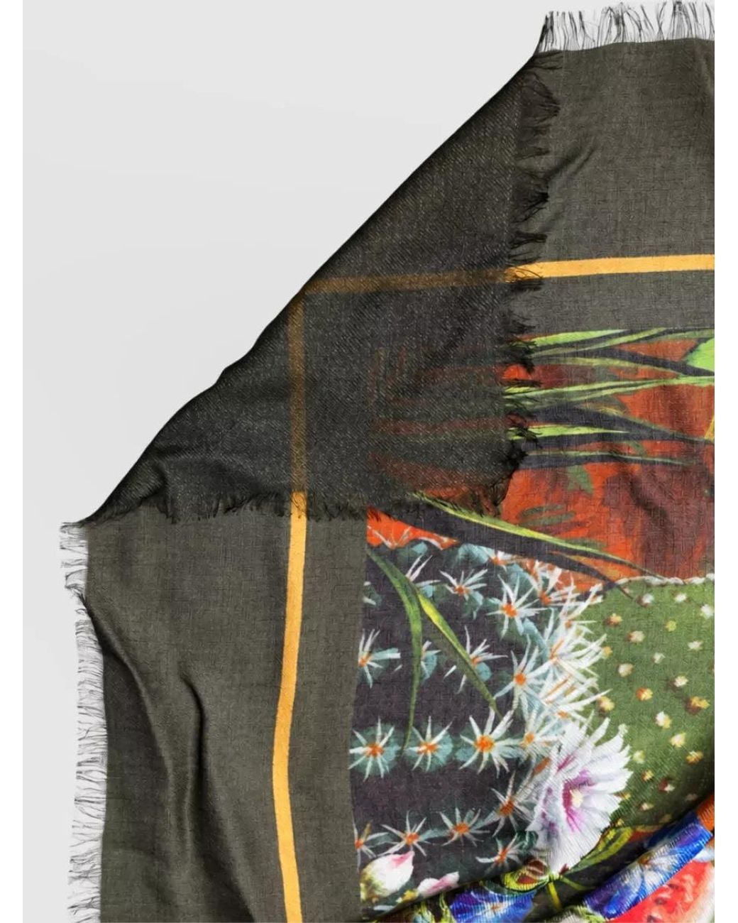 Dolce & Gabbana Green Cashmere Modal Jungle Print Scarf