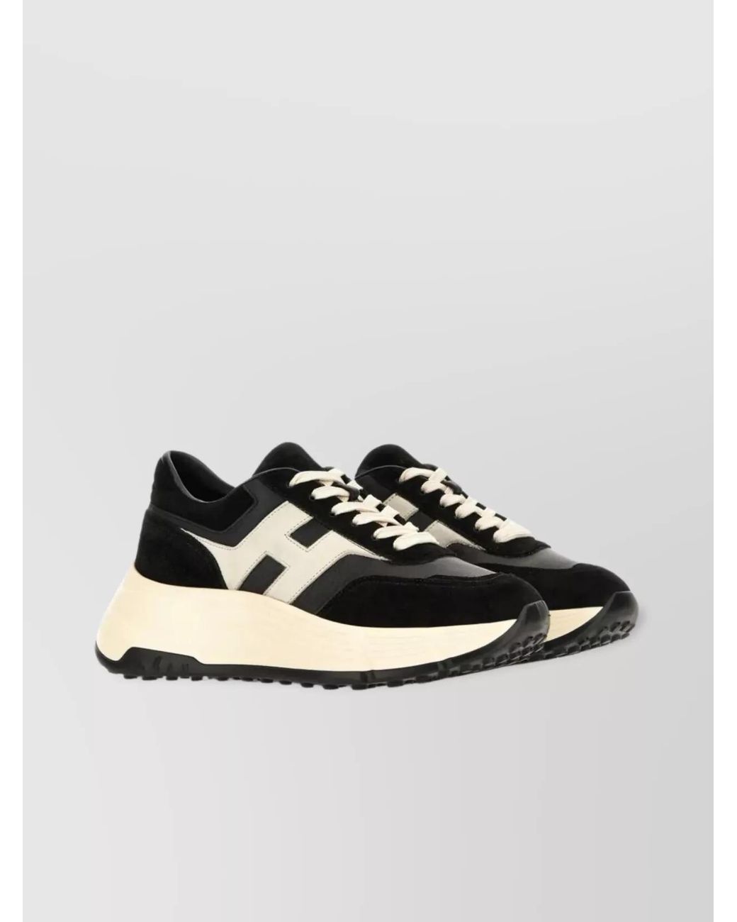 Hogan Natural Leather Panelled Lace-Up Low-Top Sneakers