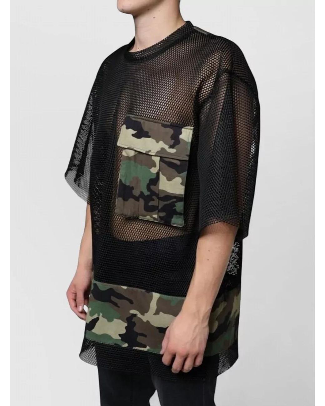 Dolce & Gabbana Black Mesh Camouflage Print Short-Sleeve T-Shirt for men