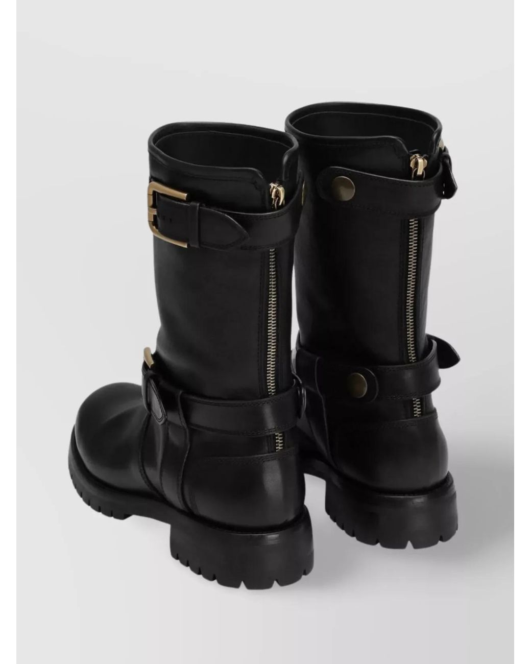 Dolce & Gabbana Black Calfskin Biker Boots