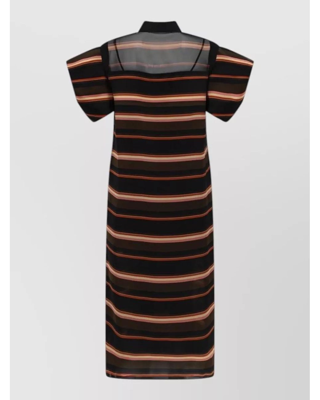 Sacai Black Horizontal-Stripe Print Midi Dress