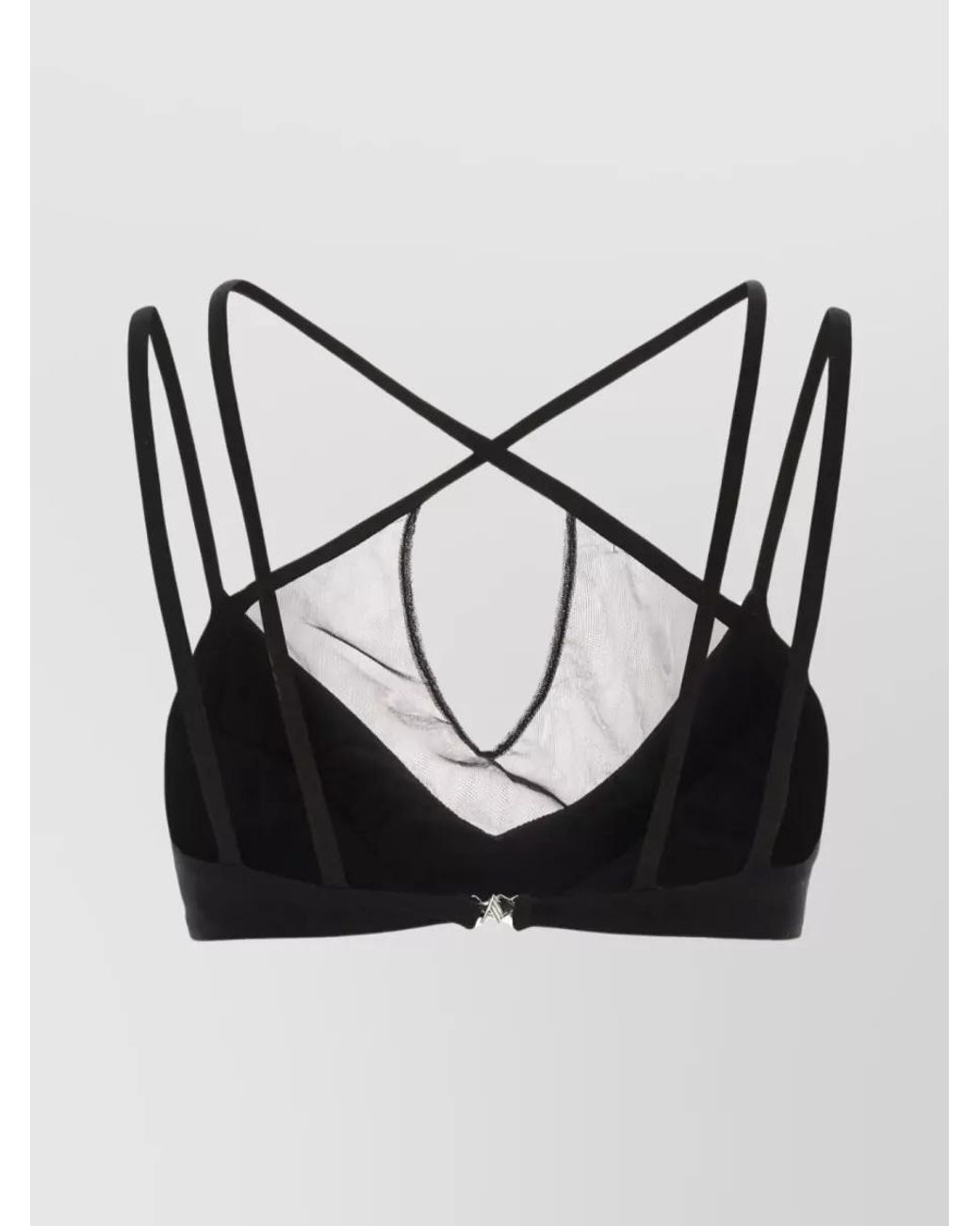 The Attico Black Mesh Panel Criss Cross Bralette