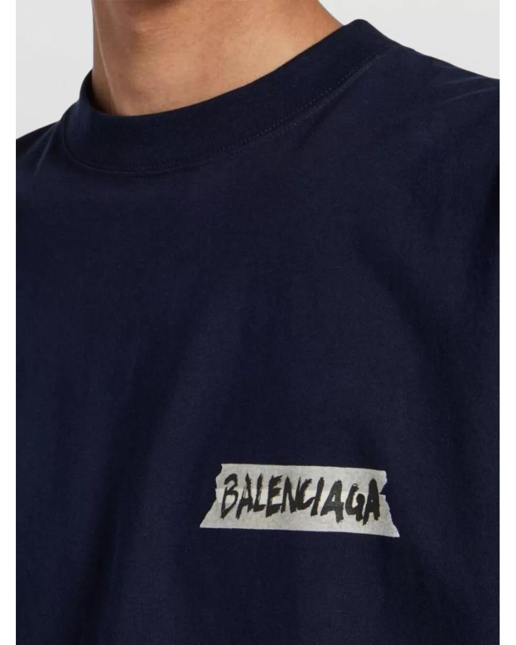 Balenciaga Blue Medium-Fit Cotton T-Shirt for men