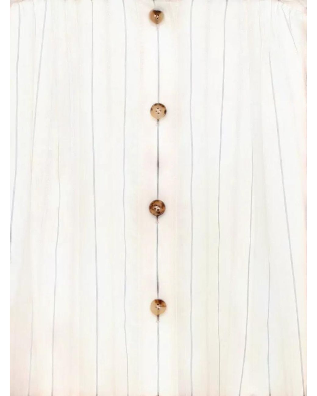 Chloé Natural Striped Silk High-Neck Gathered Shirt