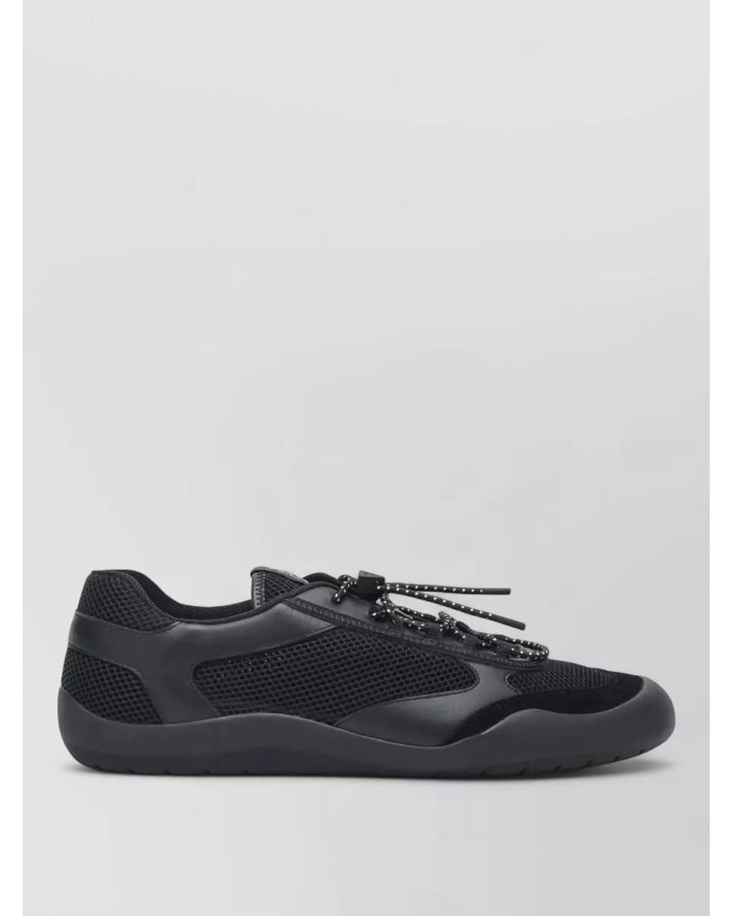 Prada Black Leather Low-Top Sneakers for men