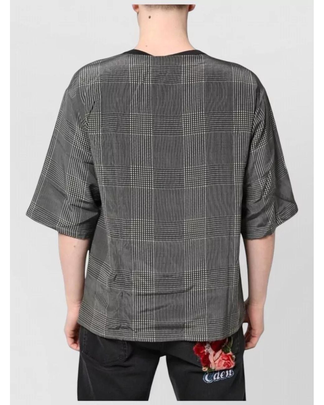 Dolce & Gabbana Gray Silk Graphic Print Short-Sleeve T-Shirt for men