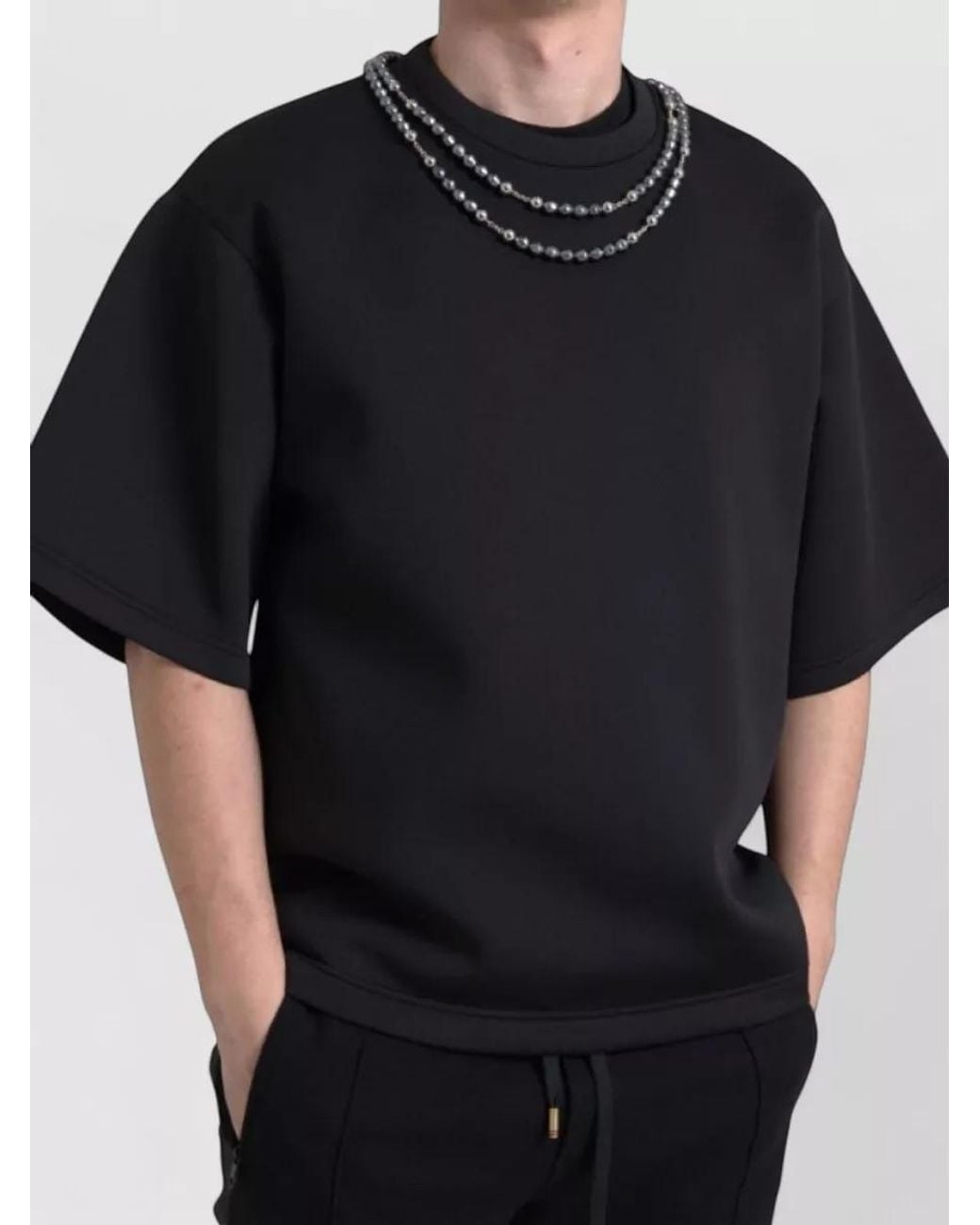 Dolce & Gabbana Black Necklace Embellished T-Shirt for men