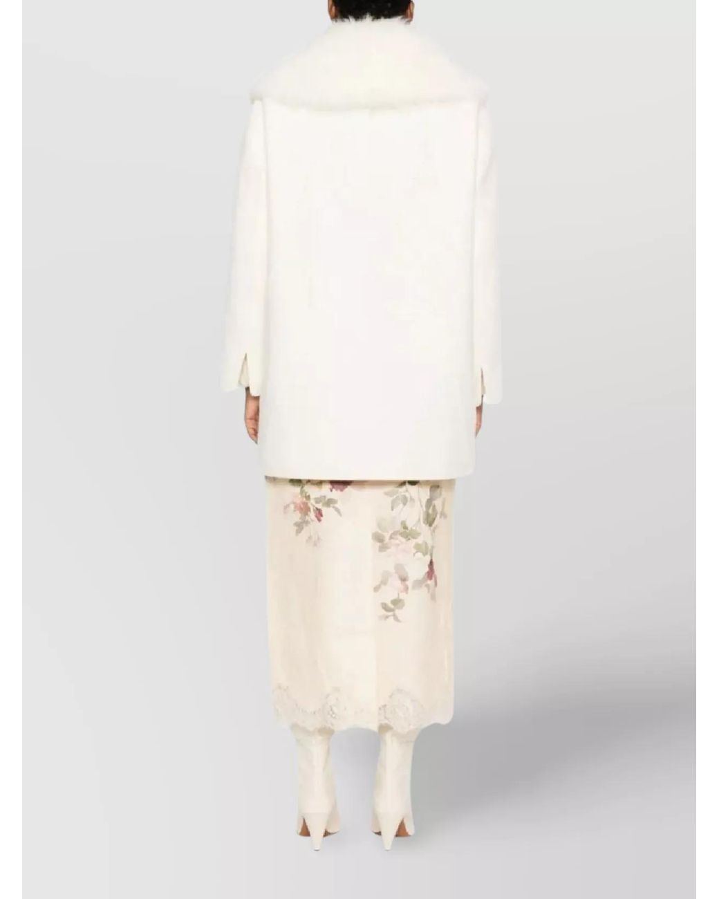 Ermanno Scervino Natural Virgin Wool Double Breasted Coat