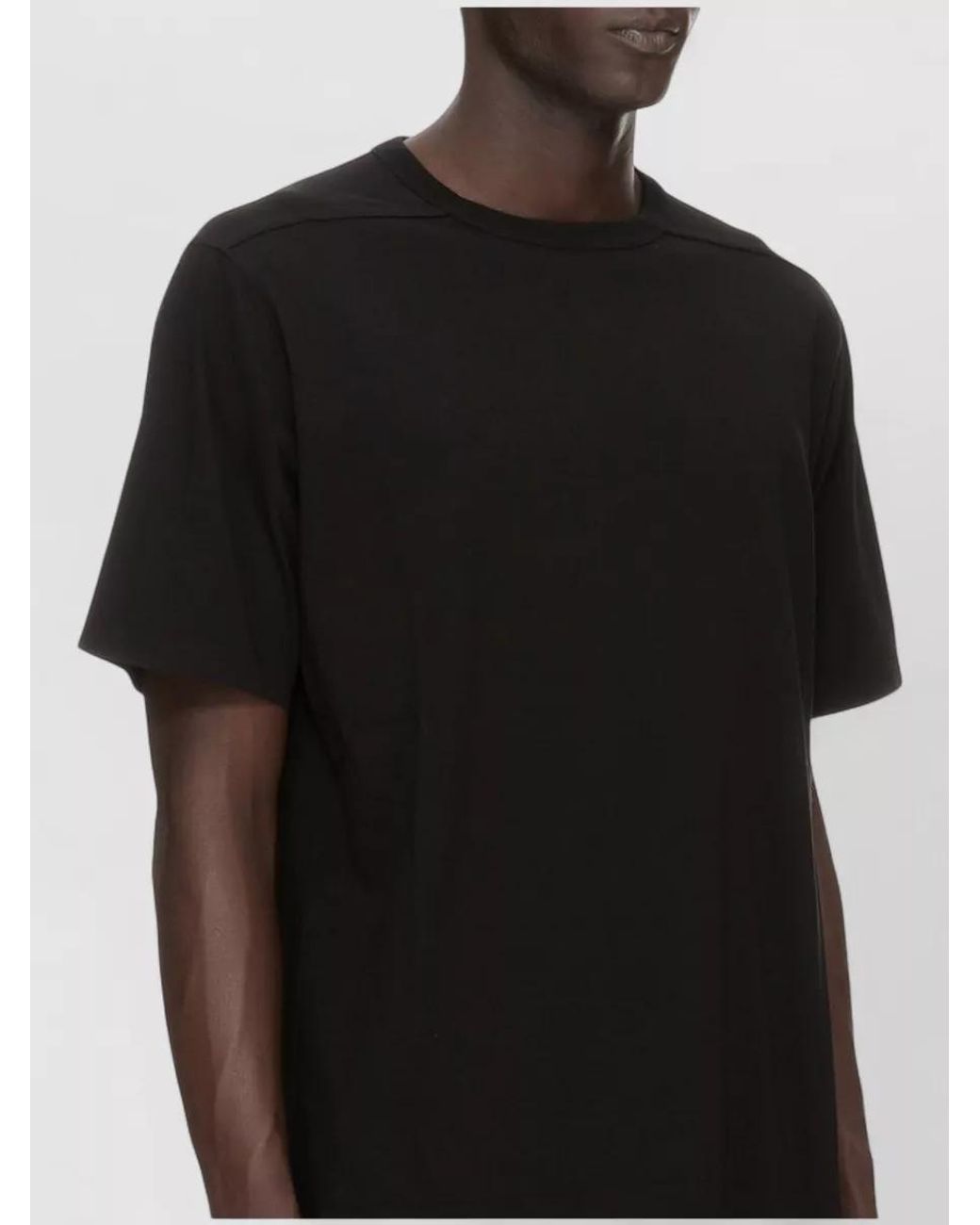 Rick Owens Black Cotton Crew Neck Short-Sleeve T-Shirt for men