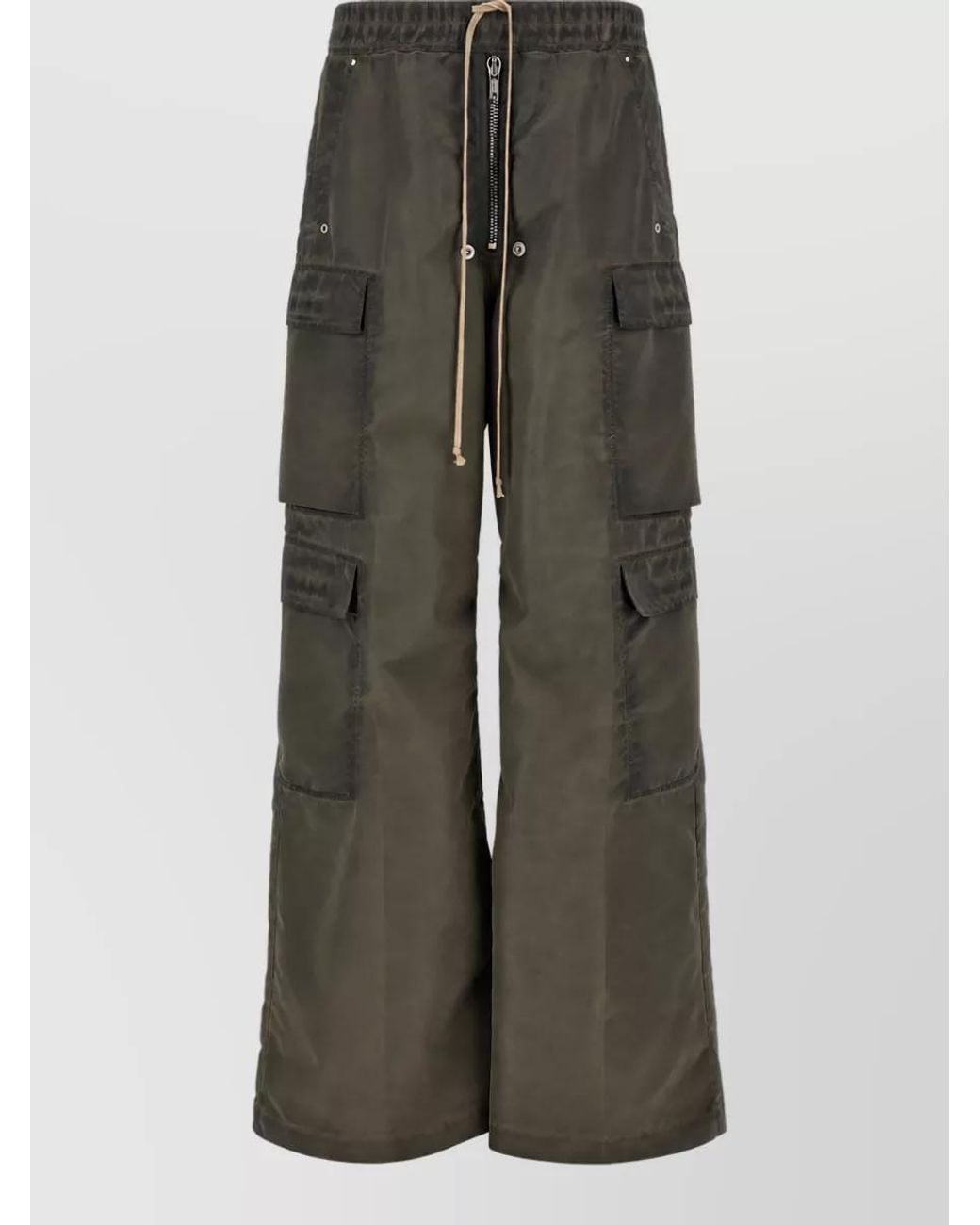 Rick Owens Gray Nylon Oversized Wide-Leg Cargo Shorts for men
