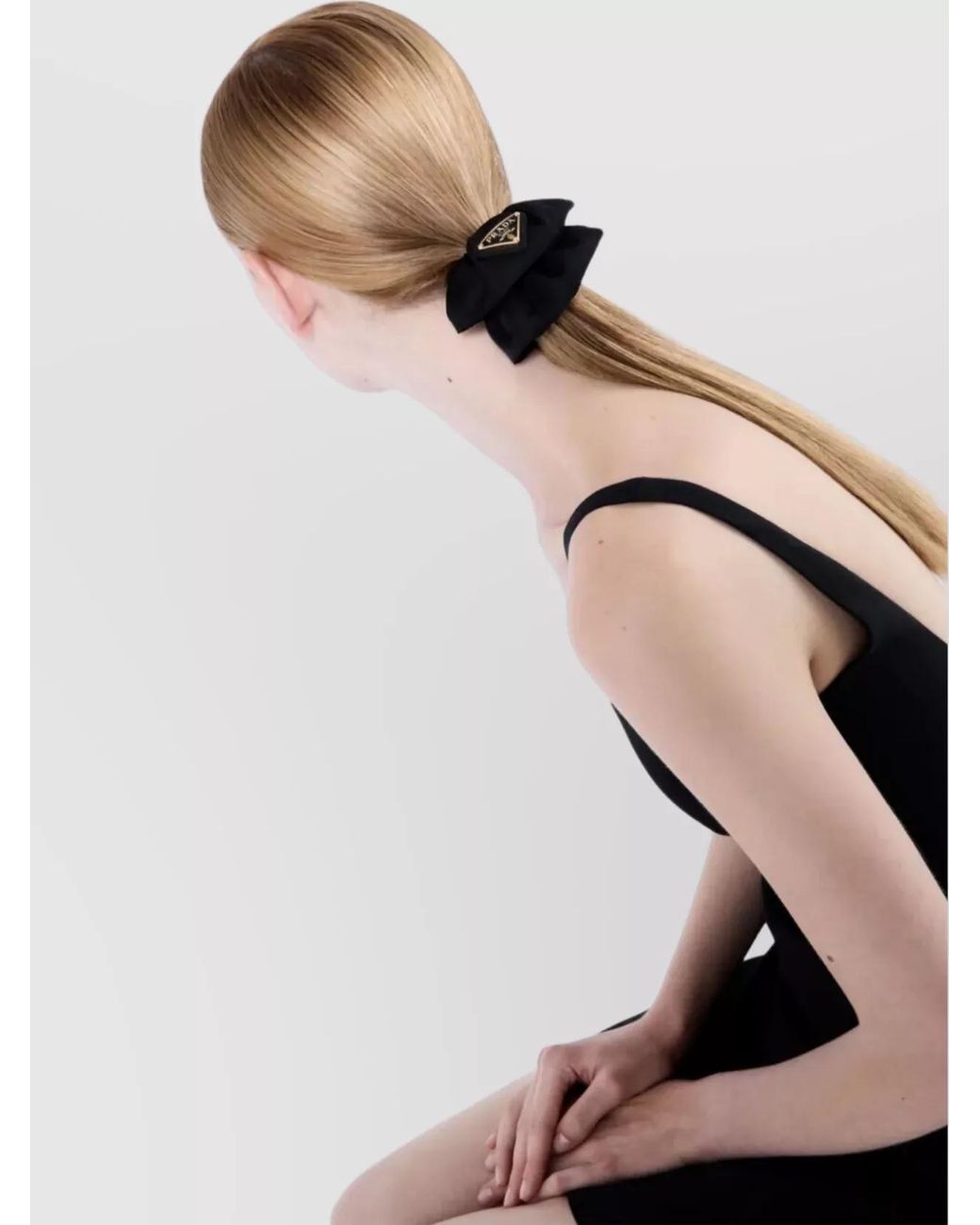 Prada Black Nylon Elastic Hair Accessory Scrunchie