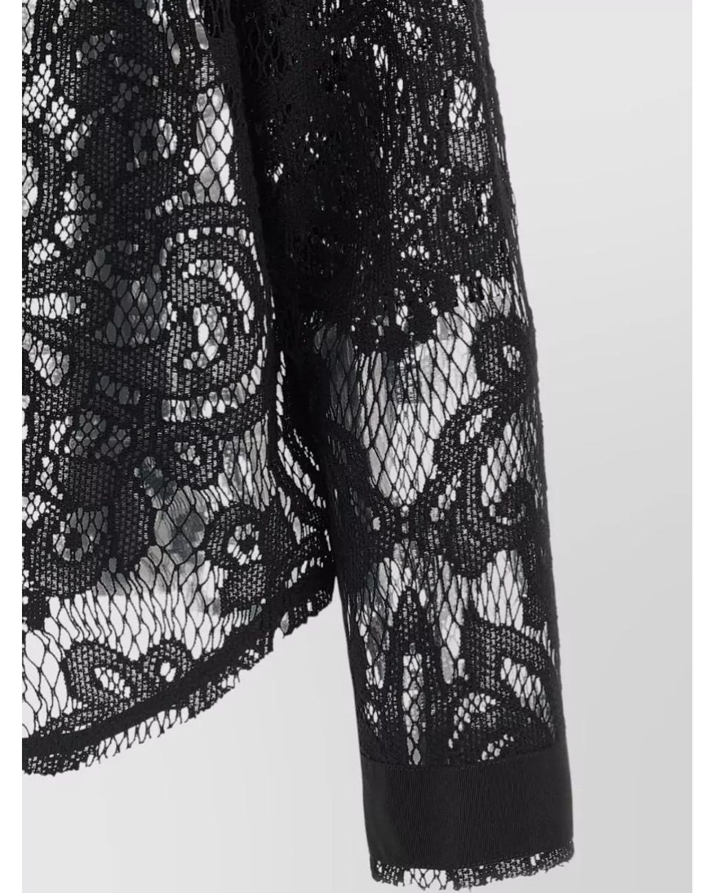 Nude Black Floral Lace Shirt