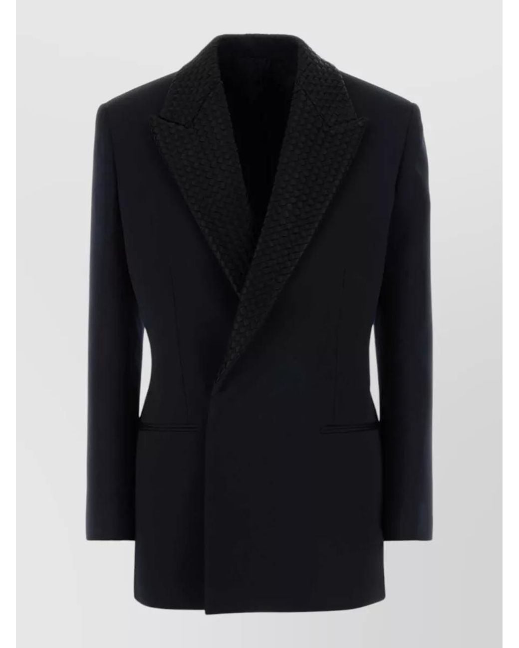 Bottega Veneta Black Wool Double-Breasted Tuxedo Jacket