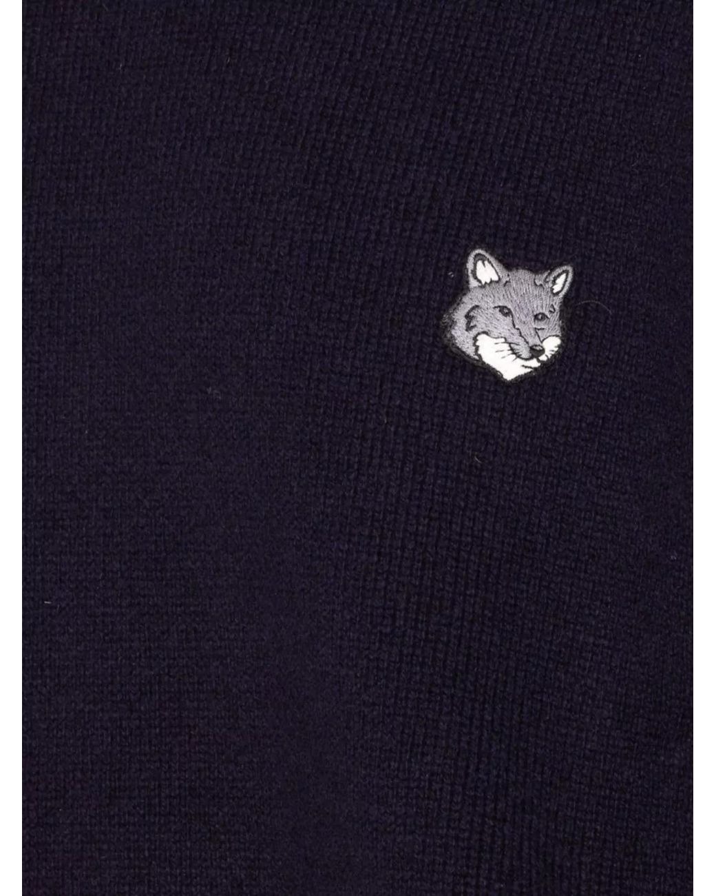 Maison Kitsuné Blue Wool Comfort-Fit Long-Sleeve Jumper for men