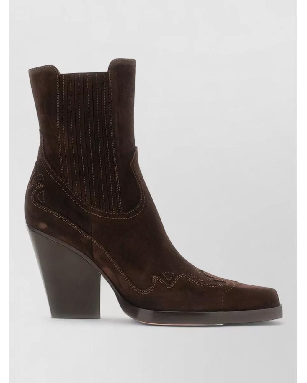 Paris Texas Brown Suede Embroidered Ankle Boots