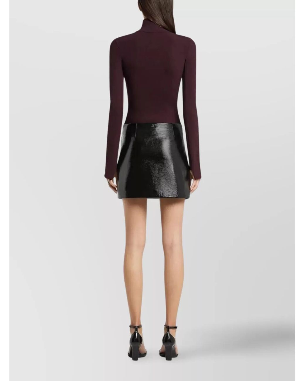 Courreges Black Leather Mini A-Line Skirt