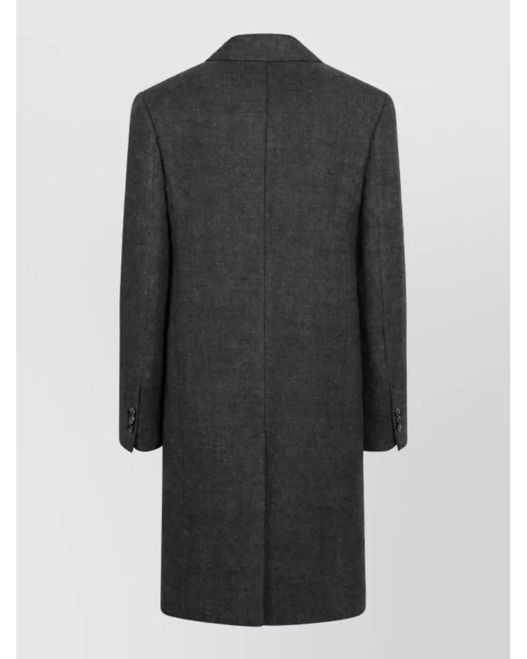AMI Black Virgin Wool Double-Breasted Coat for men