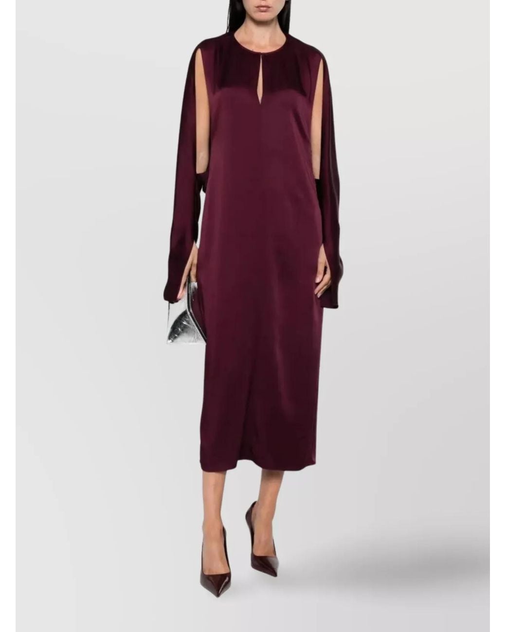 Stella McCartney Purple Satin Cutout Midi Dress