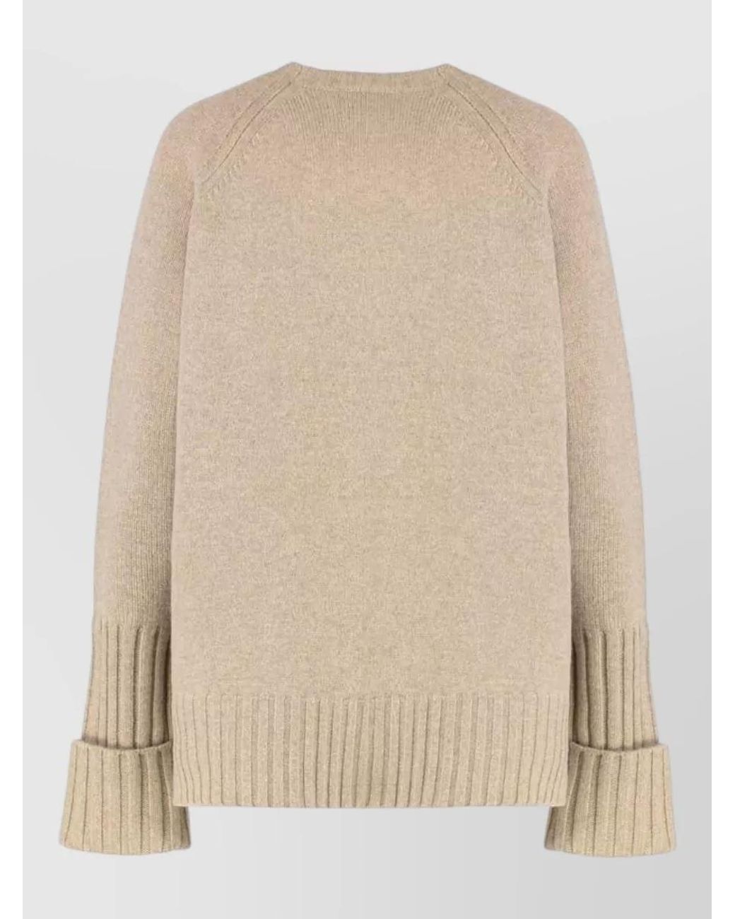 Tory Burch Natural Wool Floral-Embroidered Asymmetric Sweater