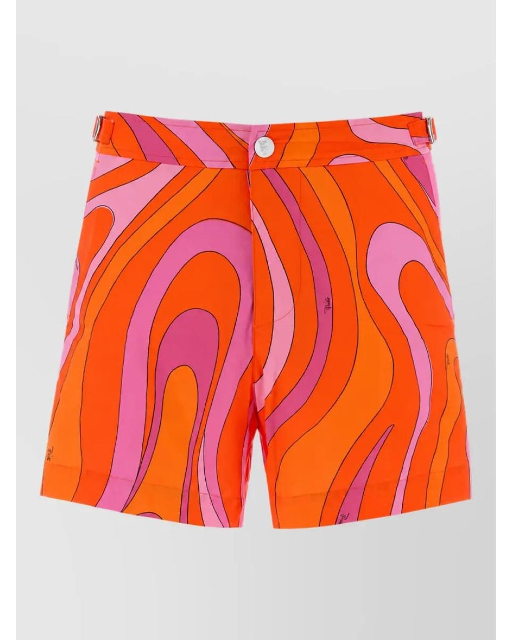 Emilio Pucci Orange Printed Swim Shorts for men