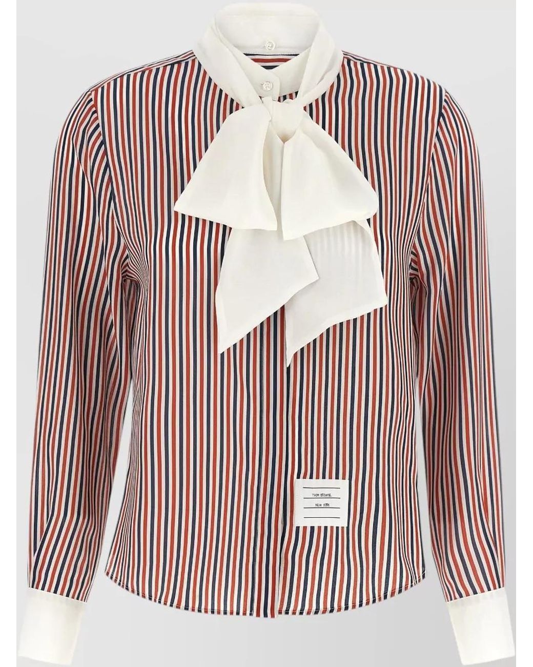 Thom Browne Pink Silk Striped Detachable Lavallière Collar Shirt