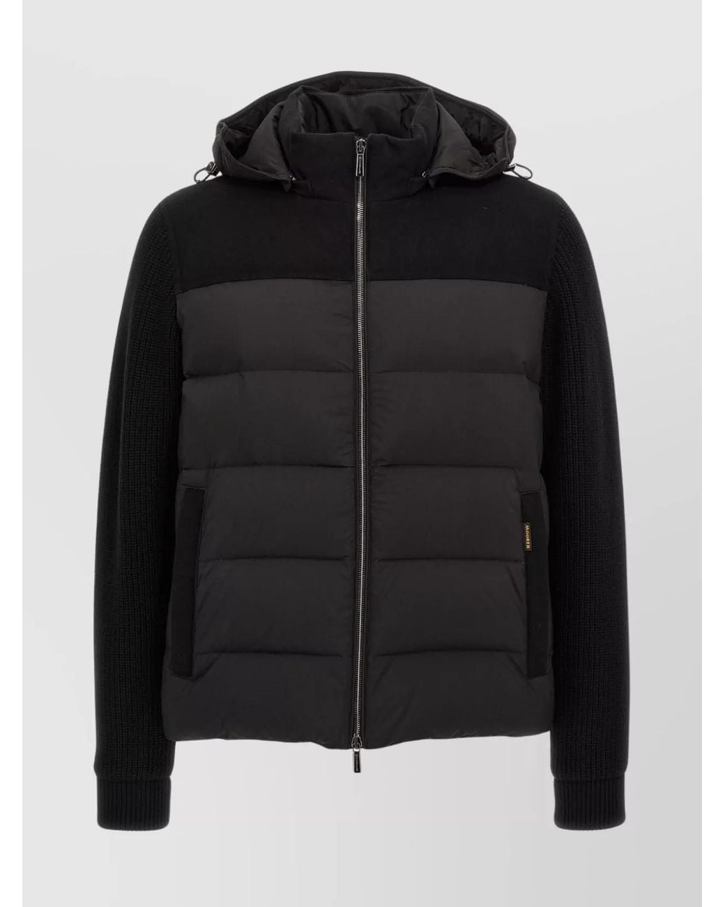 Moorer Black Wool Cashmere Hooded Down Puffer Jacket for men