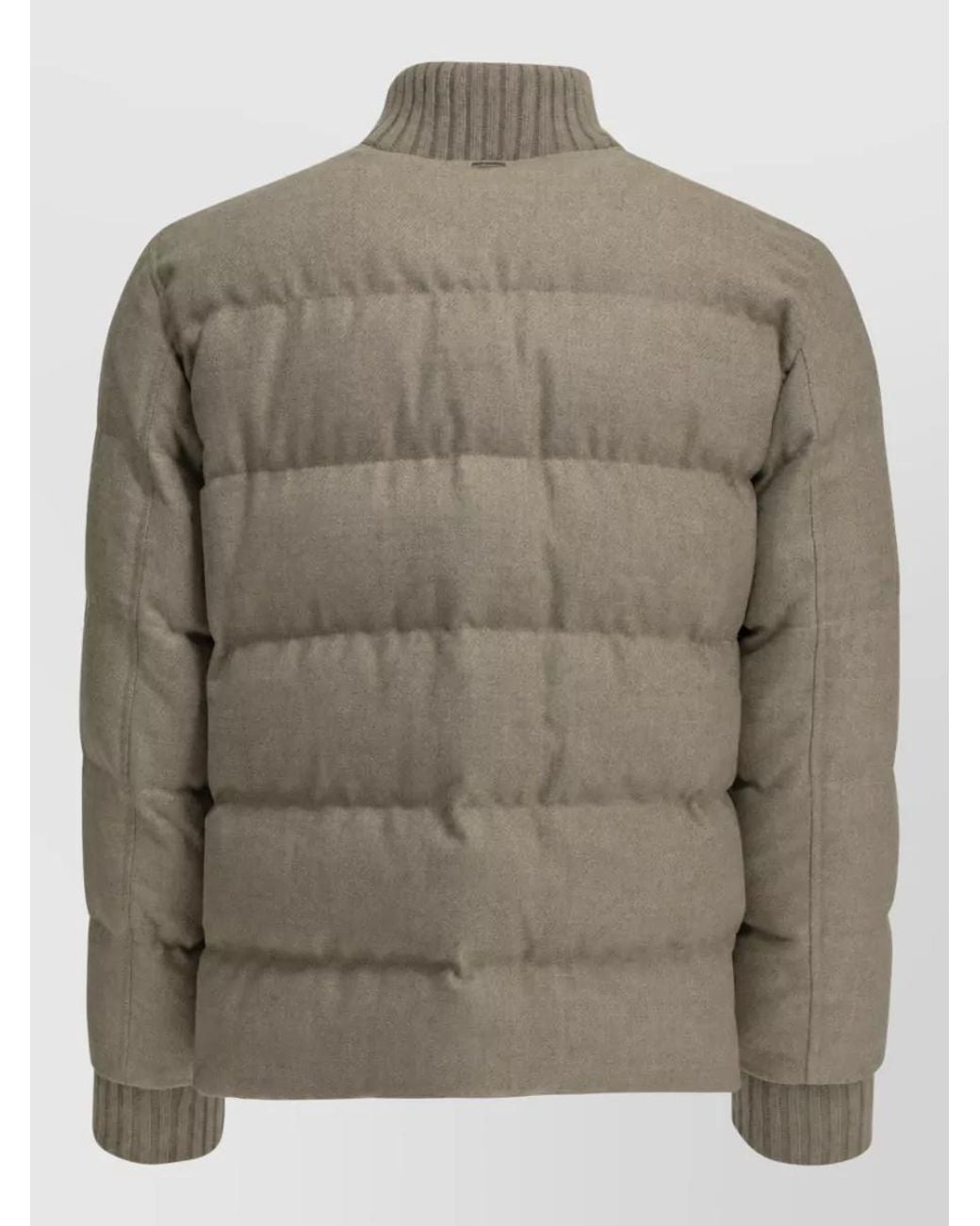 Herno Green Silk Wool Tweed Padded Bomber Jacket for men