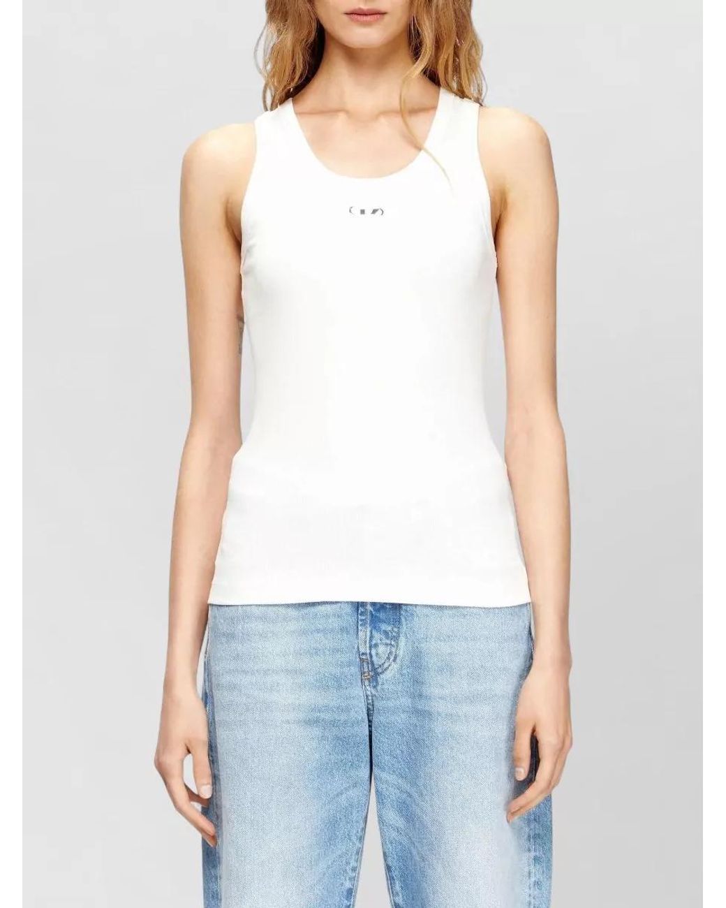 DIESEL White Ribbed Slim-Fit Cotton Tank Top
