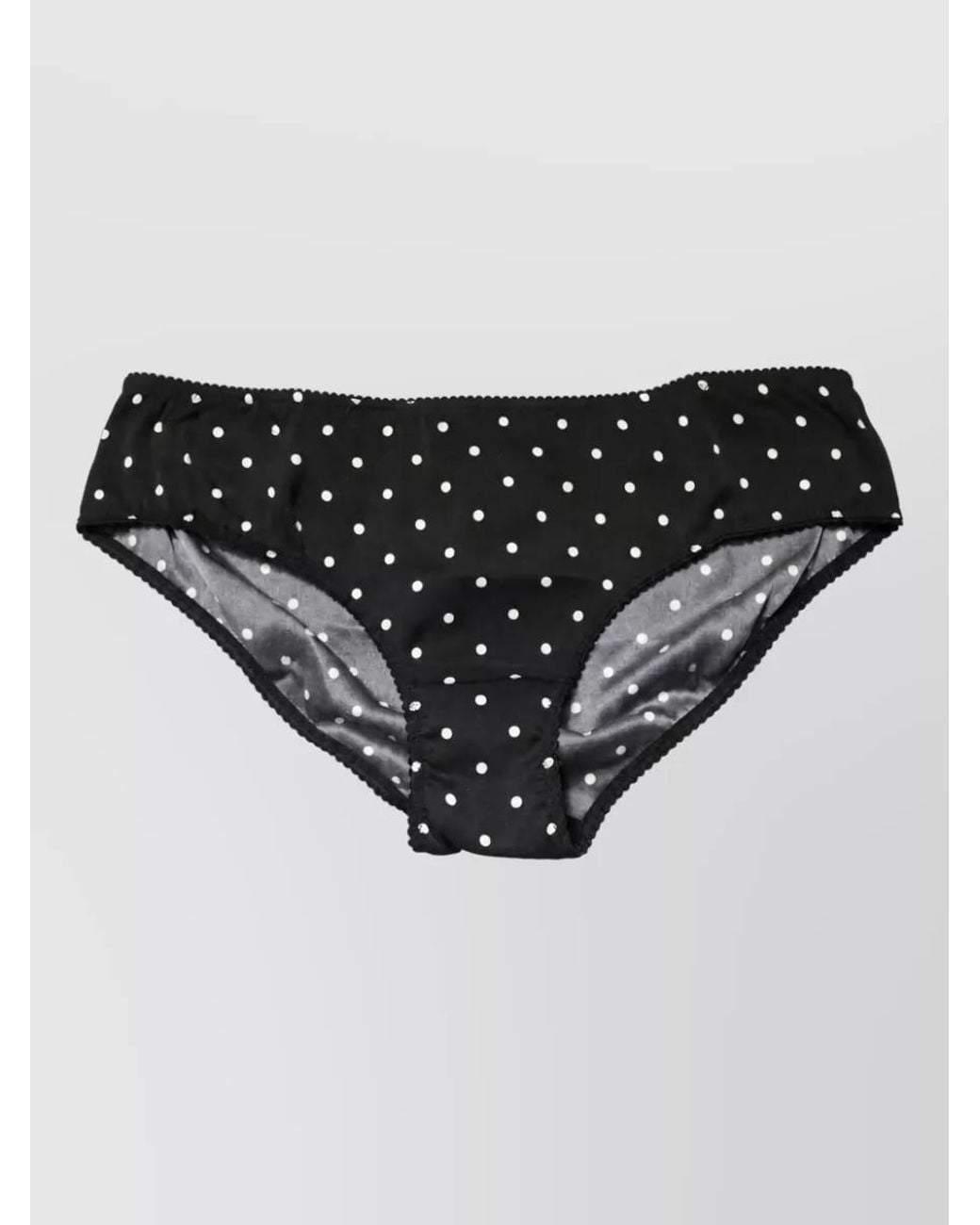 Dolce & Gabbana Black Silk Polka-Dot Mid-Rise Bikini Briefs