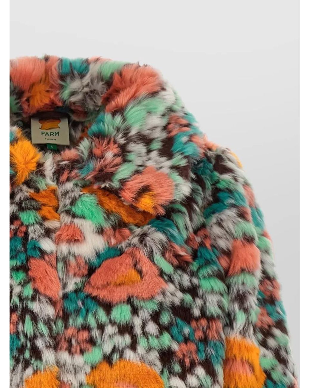 Farm Rio Multicolor Faux Fur Floral-Print Coat