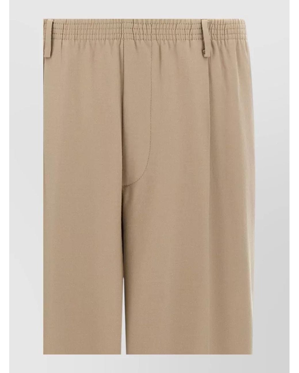 Cellar Door Natural Virgin Wool Wide-Leg Pleated Trousers for men