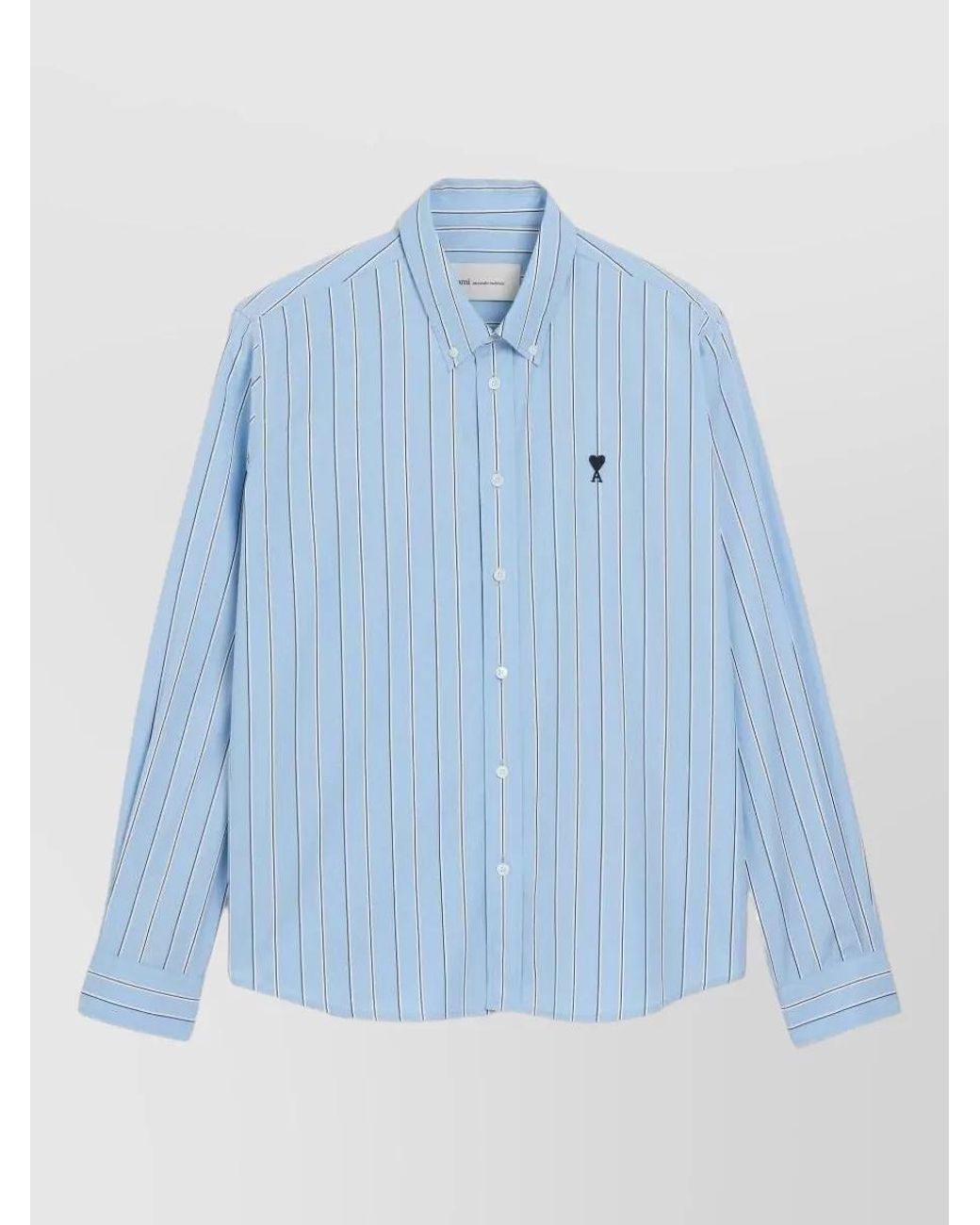 AMI Blue Striped Cotton Shirt for men