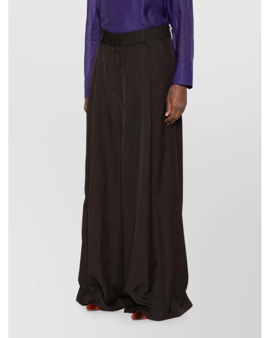 Dries Van Noten Blue Silk Wide-Leg Trousers