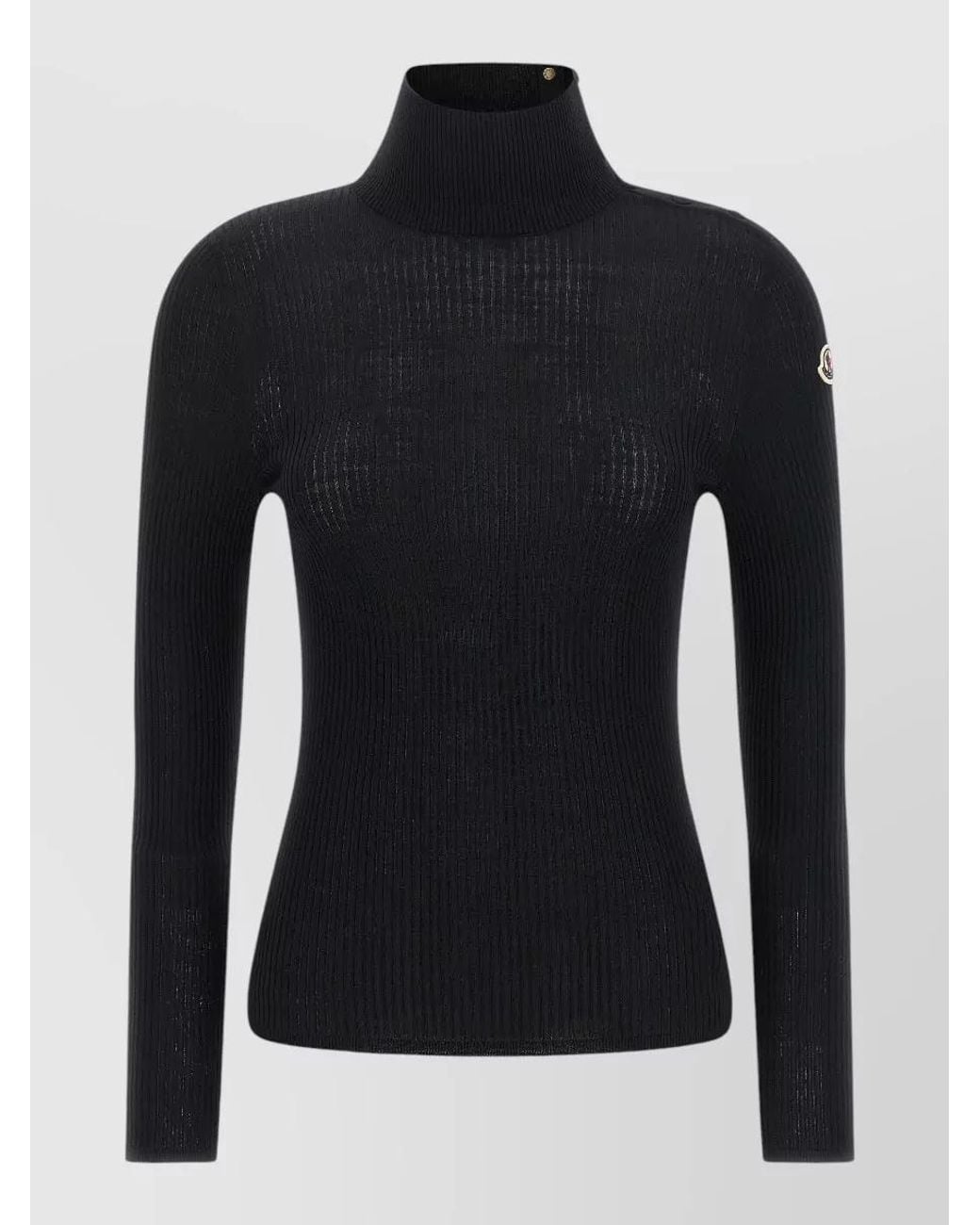 Moncler Black Virgin Wool Ribbed Turtleneck Sweater