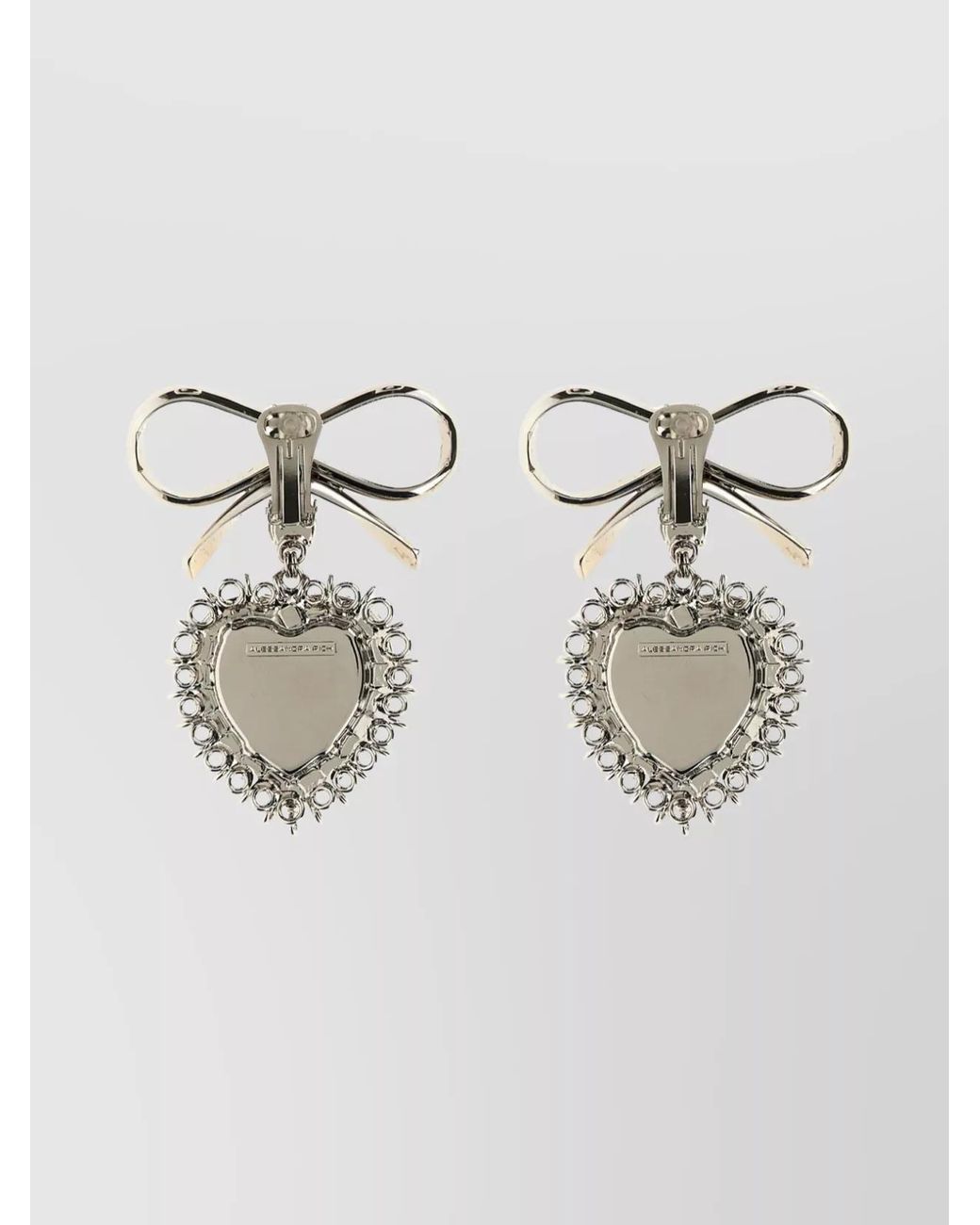Alessandra Rich Gray Metal Bow Earrings