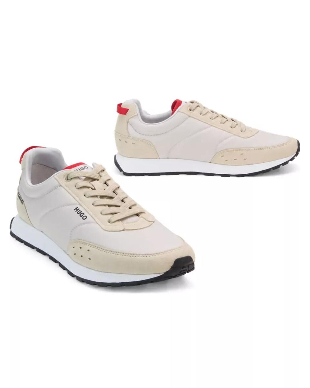 Boss White Polyester Lace-Up Sneakers for men