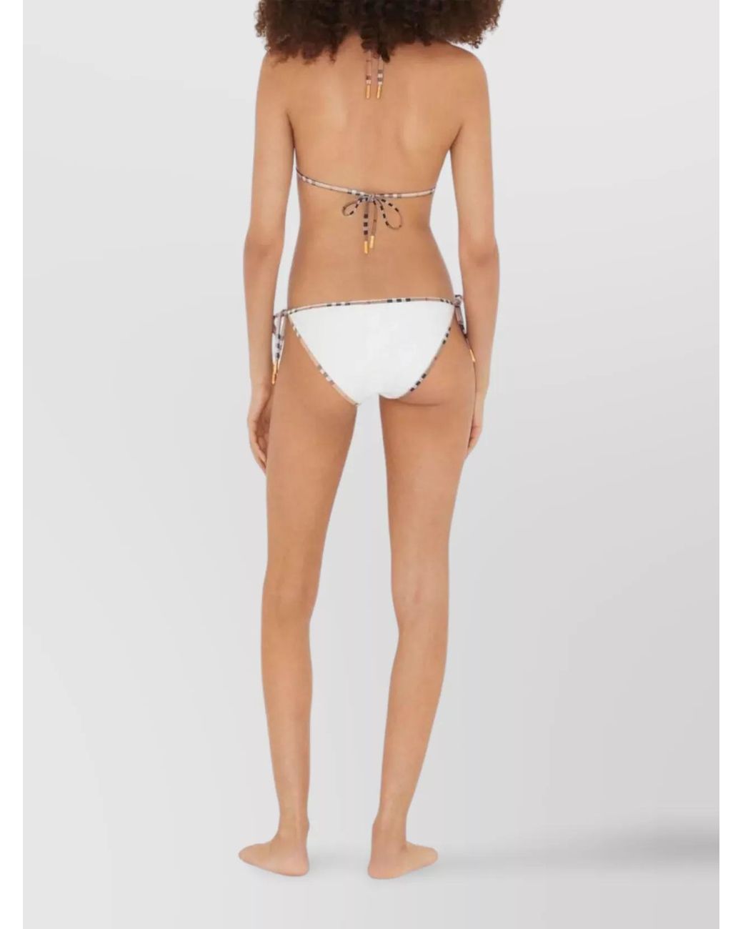 Burberry White Check Trim Triangle Bikini Set