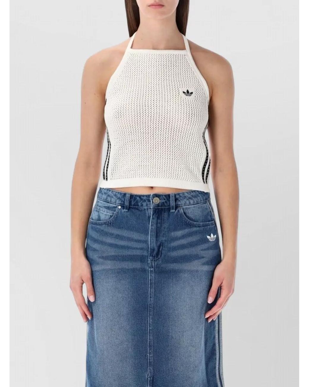 Adidas Originals Blue Crochet Halterneck Tank Top