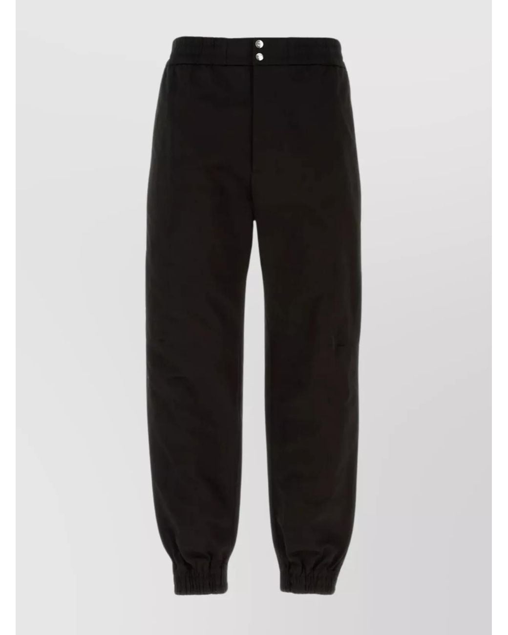 McQueen Black Denim Mid-Rise Tapered Cargo Trousers for men