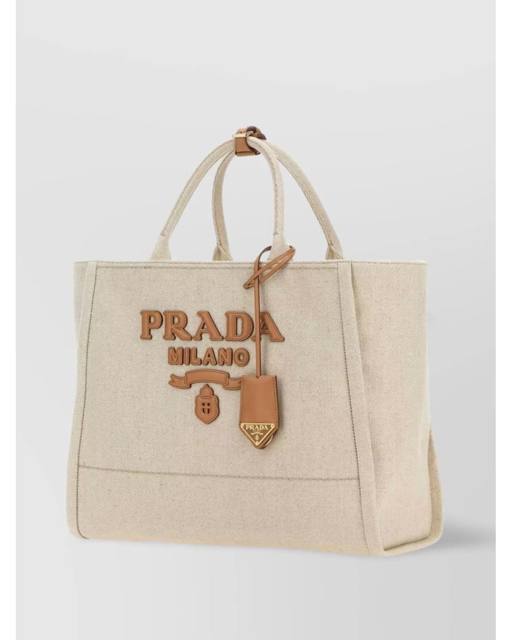 Prada Natural Na Canvas Tote Bag